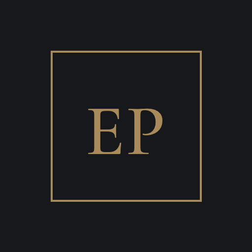 Monogramme EP, or sur noir