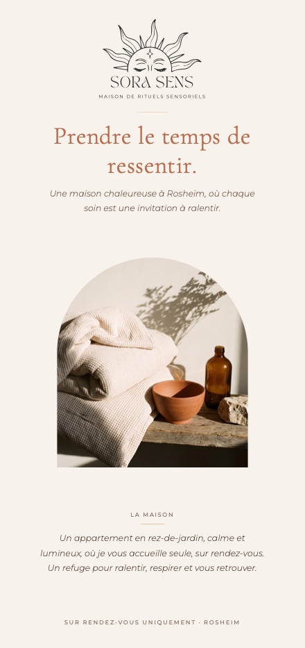 Flyer format DL, recto : le mot d’accueil de la maison